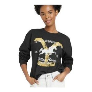 Yellowstone Dutton Ranch Montana Long Sleeve Pullover Sweatshirt Black Graphic S